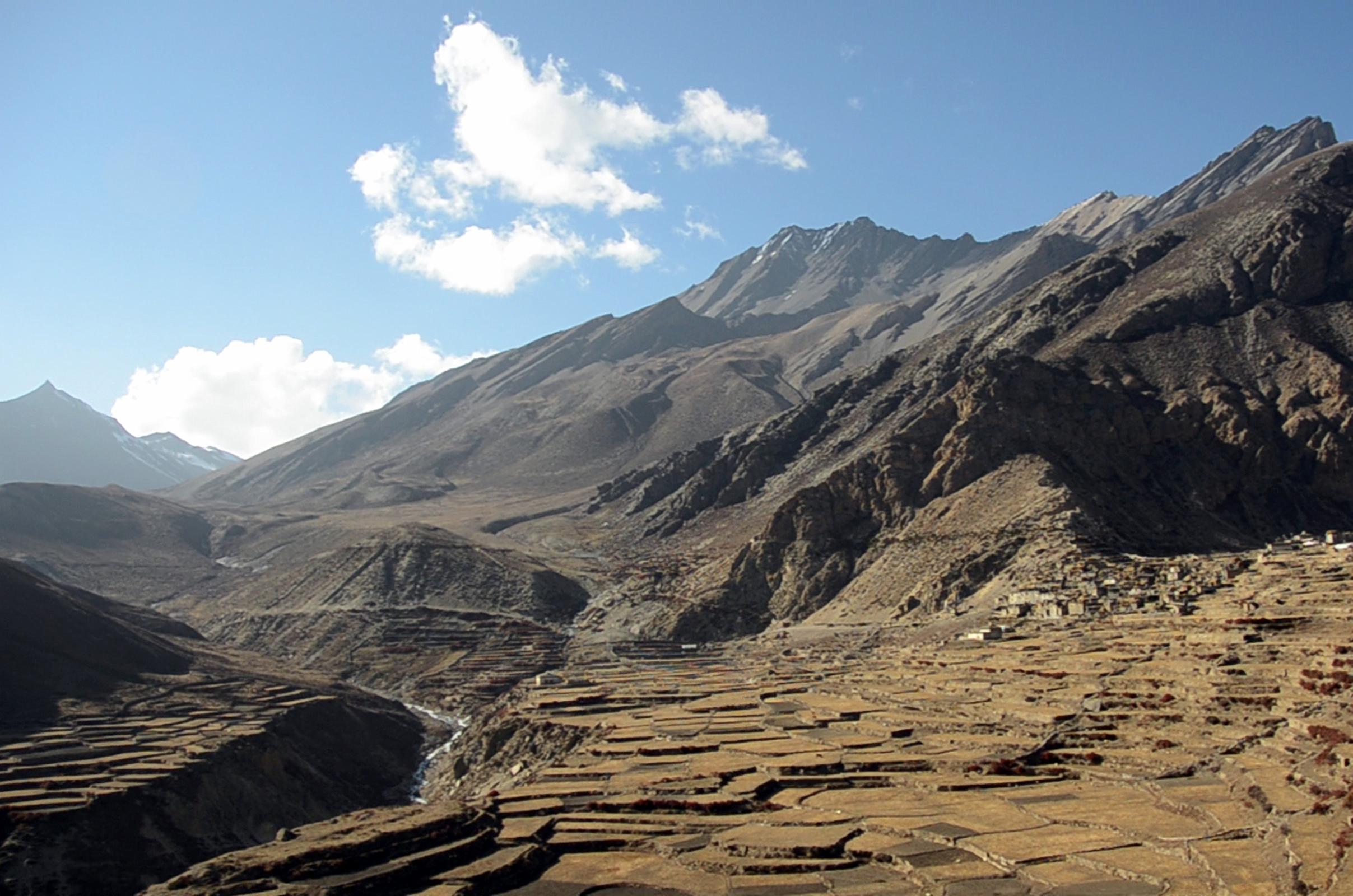 04 View Of Trail Towards Kang La With Nar Village On Right 